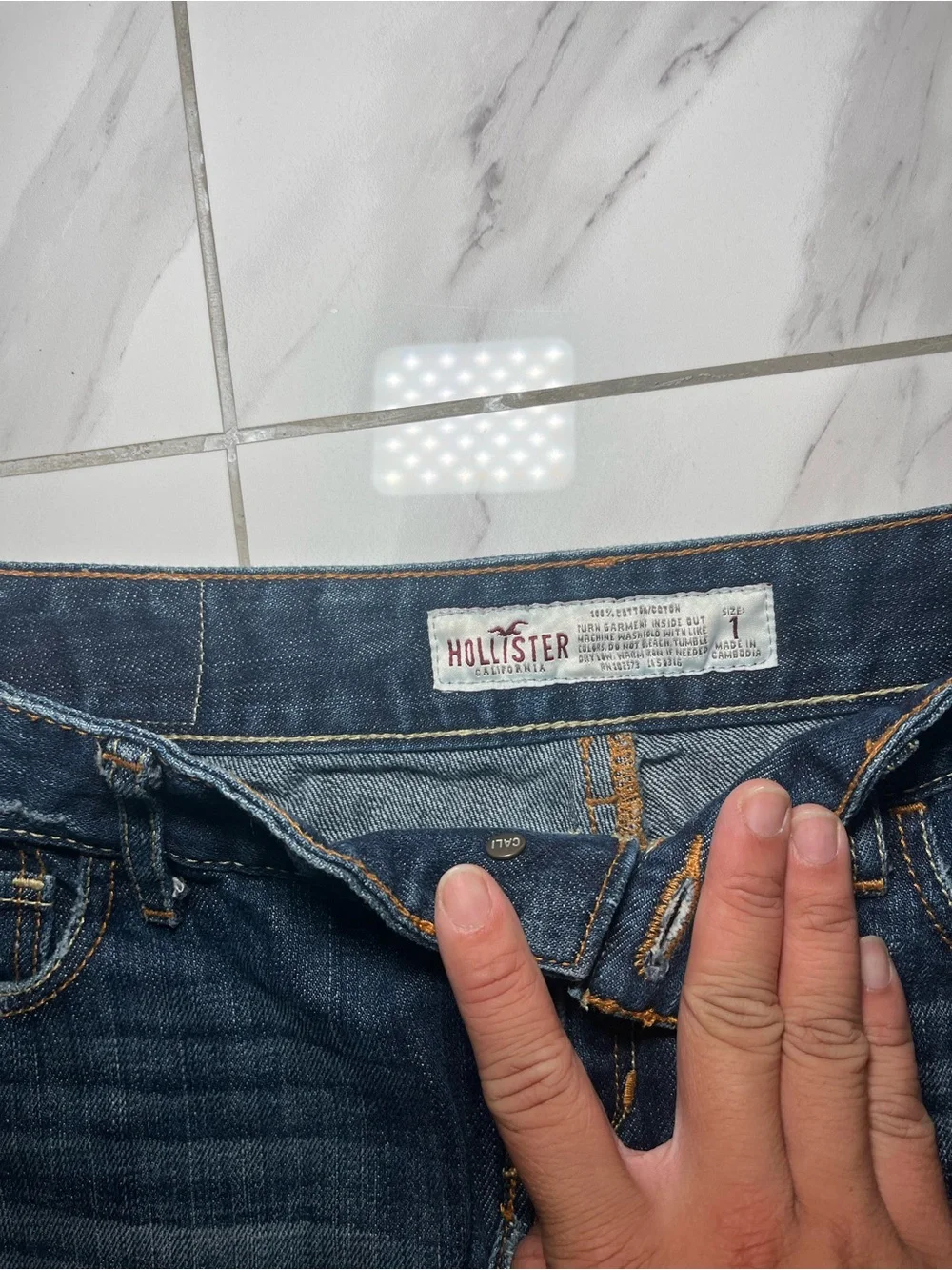Hollister Distressed Dark Blue Denim Mini Skirt